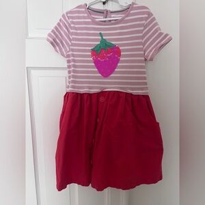 Mini Boden Pink & Red Strawberry Sequin Dress